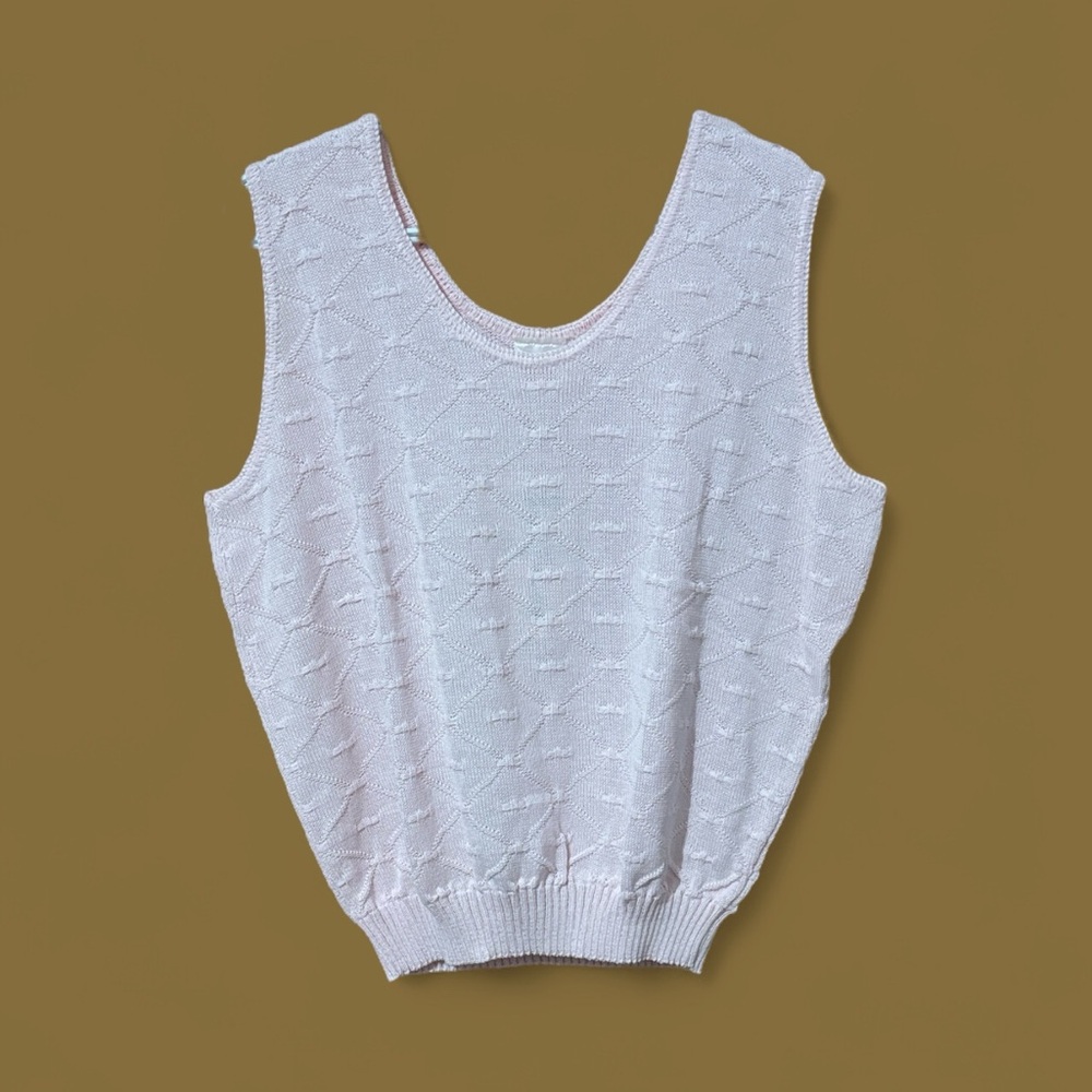 C063 - Avon Light NWT Pink Textured Knit Top Sweater Vest Sz XL
